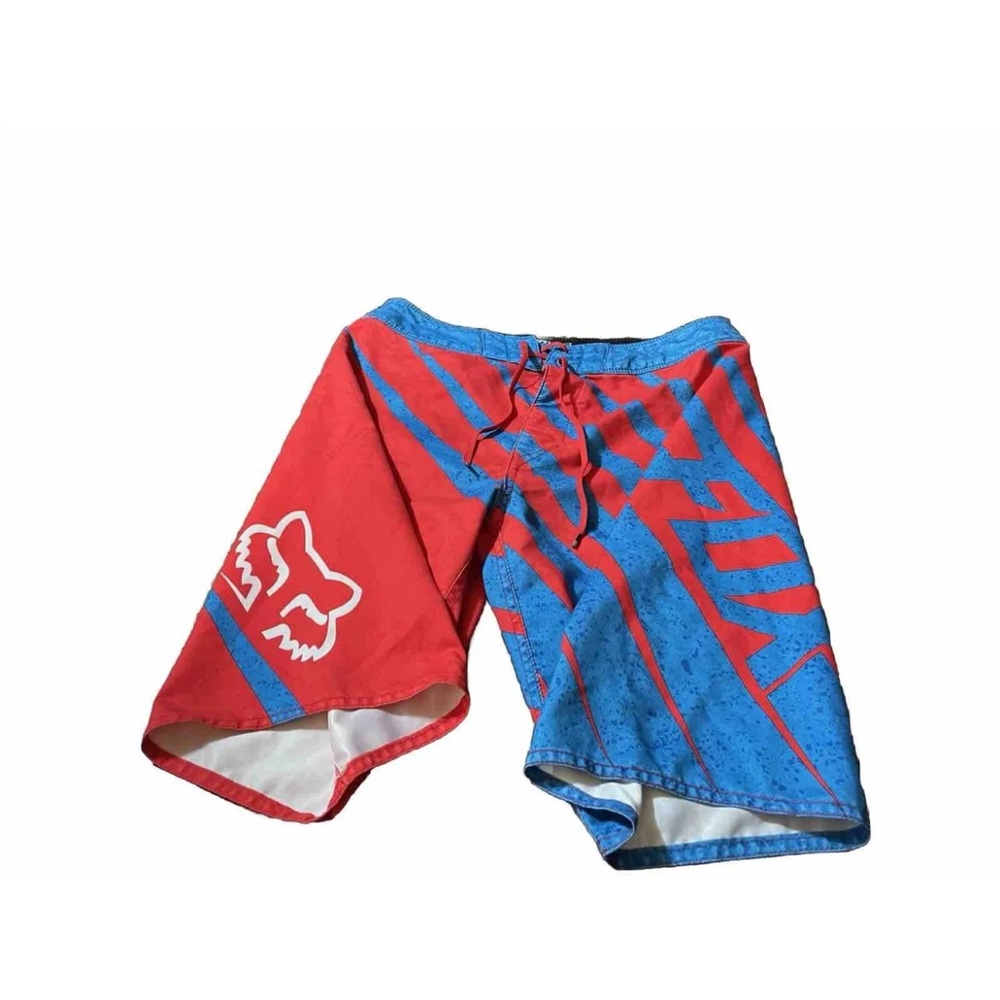 FOX 29 H2O Stretch Board Shorts w/ Graphic Blue/Red/Black Sz 30x10 Mens